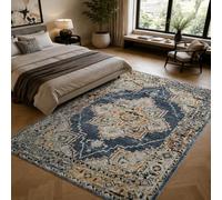 KTYUTJDH Tapis,Bleu, Beige, Blanc, Orange Oriental Vintage Rectangular 160 x 230 cm, Grand Tapis Salon Chambre Table Salle a Manger Décoration,