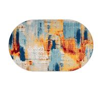 KTYUTJDH Tapis, Bleu Rouge Orange Jaune Blanc Abstrait Moderne, Coloré, Ovale 120 x 180 cm,Tapis Salon Descente De Lit Chambre Fille Deco Aesthetic,