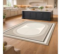 KTYUTJDH Tapis,Géométrie Moderne Beige, Gris, Blanc, Noir, Square 140 x 140 cm,Tapis Moderne Décorations Maison ou Bureau, Salon Salle à Manger Chambre,