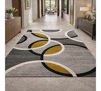KTYUTJDH Tapis,Géométrie Moderne Gris, Jaune, Noir, Blanc, Square 160 x 160 cm,Tapis Moderne Décorations Maison ou Bureau, Salon Salle à Manger Chambre,