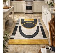 KTYUTJDH Tapis,Géométrie Moderne Jaune, Gris, Blanc, Noir Square 200 x 200 cm, Grand Tapis Moderne pour Meuble Bureau, Salle de séjour et Chambre,