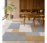 KTYUTJDH Tapis,Géométrique Gris, Jaune, Blanc, Rectangular 160 x 230 cm, Grand Tapis Salon Chambre Table Salle a Manger Décoration,