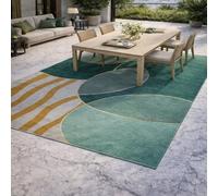 KTYUTJDH Tapis,Géométrique Moderne Vert, Moutarde, Blanc, Art déco, Rectangular 140 x 180 cm,Tapis de Zone Salon Décoratif Contemporain Design Moderne Poils Ras,