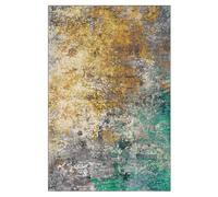 KTYUTJDH Tapis,Gris Beige Jaune Art Déco Marron Vert Émeraude Abstrait Moderne, Coloré, Rectangulaire 140 x 160 cm, Tapis de Zone Salon Décoratif Contemporain Design Moderne Poils Ras,
