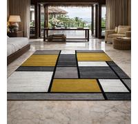 KTYUTJDH Tapis,Jaune, Gris, Noir, Blanc Modernes Rectangular 160 x 230 cm, Grand Tapis Salon Chambre Table Salle a Manger Décoration,
