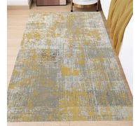 KTYUTJDH Tapis,Jaune Neutre-Couleur Gris Blanc Abstrait Vieilli Moderne, Moutarde, Rectangulaire 100 x 200 cm Tapis Salon Chambre Lavable Cuisine Bureau Coureur, Protection du Sol,