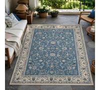 KTYUTJDH Tapis,Motif Floral Oriental Vintage Bleu, Blanc, Noir, Rectangular 160 x 230 cm, Grand Tapis Salon Chambre Table Salle a Manger Décoration,