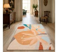 KTYUTJDH Tapis,Motifs Floraux Modernes Taupe, Beige, Gris, Bleu, Marron, Blanc. Rectangular 160 x 230 cm, Grand Tapis Salon Chambre Table Salle a Manger Décoration,