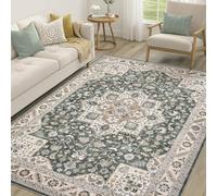 KTYUTJDH Tapis,Motifs Floraux orientaux Traditionnels Vintage Verts, Beiges, Blancs Rectangular 200 x 230 cm, Grande Tapis de décoration Poils Ras Salon Chambre Lavable Antidérapant,