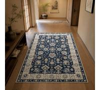 KTYUTJDH Tapis,Motifs Floraux orientaux Vintage Bleus, Beiges, Roses, Oranges Rectangular 160 x 230 cm, Grand Tapis Salon Chambre Table Salle a Manger Décoration,