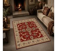KTYUTJDH Tapis,Motifs Floraux orientaux Vintage Rouge, Beige, Marron, Jaune Rectangular 160 x 230 cm, Grand Tapis Salon Chambre Table Salle a Manger Décoration,