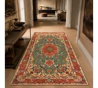 KTYUTJDH Tapis,Motifs Floraux orientaux Vintage Verts, Rouges, Beiges, Marrons Rectangular 160 x 230 cm, Grand Tapis Salon Chambre Table Salle a Manger Décoration,