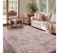 KTYUTJDH Tapis,Motifs Floraux Vintage orientaux Rose, Blanc, Jaune, Rouge, Gris Rectangular 80 x 140 cm,Tapis Salon, Maison, Cuisine, Protecteurs de Sol, Lavable, Poils Courts,
