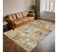 KTYUTJDH Tapis,Moutarde Jaune Beige Crème Art Déco Rouge Thé Bleu Vert, Coloré, Rectangulaire 160 x 260 cm Tapis Poils Ras Salon Chambre, Antidérapant Design Moderne Lavable,