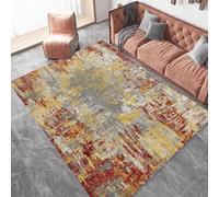 KTYUTJDH Tapis,Moutarde, Jaune, Gris, Blanc, Rouge Chaud, Abstrait, Moderne, Multicolore, rectangulaire, 100 x 200 cm Tapis Salon Chambre Lavable Cuisine Bureau Coureur, Protection du Sol,