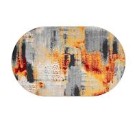 KTYUTJDH Tapis, Noir Gris Rouge Orange Jaune Blanc Abstrait Moderne, Multicolore, Ovale 120 x 180 cm,Tapis Salon Descente De Lit Chambre Fille Deco Aesthetic,