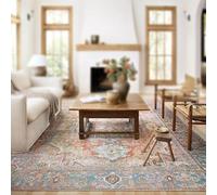 KTYUTJDH Tapis,Orange Vintage Bleu Crème Gris Shabby Chic Floral, Terre Cuite, Rectangulaire 90 x 120 cm, Tapis Salon Cuisine Couloir Passage décoration Lavable,