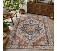 KTYUTJDH Tapis, Oriental Vintage Rouge, Bleu, Beige, Blanc Rectangular 160 x 230 cm, Grand Tapis Salon Chambre Table Salle a Manger Décoration,