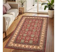 KTYUTJDH Tapis,Rouge, Jaune, Marron Floral Oriental Patterns,Rouge,Rectangular 140 x 160 cm,Tapis de Zone Salon Décoratif Contemporain Design Moderne Poils Ras,