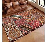 KTYUTJDH Tapis,Rouge Orange Jaune Vert Bleu Patchwork Décoration Chaude,Multicolore,Rectangulaire 100 x 200 cm, Tapis Salon Chambre Lavable Cuisine Bureau Coureur, Protection du Sol,