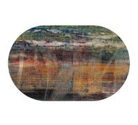 KTYUTJDH Tapis,Vert foncé, Bleu Sarcelle, Art déco, Noir, Rouge, Orange, Jaune, Multicolore, Ovale, 90 x 160 cm,Tapis Décoratif Contemporain Moderne Salon Chambre décoration, Lavable,