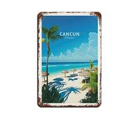 KTYWZ Affiche de voyage Cancun, Mexique, plaque métallique vintage, décoration murale, style rétro, pour pub, club, café, bar, maison, 30 x 40 cm