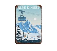 KTYWZ Affiche de voyage rétro vintage Alpe Huez, affiche rétro en métal, peinture sur fer rétro pour bar, homme, caverne, café, famille, garage, décoration murale, 20,3 x 30,5 cm, 30 x 40 cm