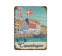 KTYWZ Affiche de voyage rétro vintage Copenhague Danemark, plaque métallique vintage, pour pub, club, café, bar, décoration murale, 20 x 30 cm