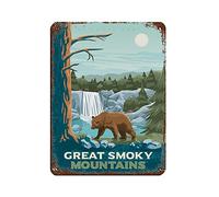 KTYWZ Affiche de voyage rétro vintage des Great Smoky Mountains, plaque métallique vintage pour pub, club, café, bar, décoration murale, 20 x 30 cm
