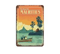 KTYWZ Affiche de voyage vintage de l'île Maurice, affiche rétro en métal, peinture sur fer rétro pour bar, caverne, café, famille, garage, décoration murale, 15 x 30 cm