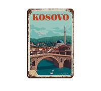 KTYWZ Affiche de voyage vintage en Albanie, Kosovo, plaque métallique, style rétro, pour pub, club, café, bar, décoration murale, 20 x 30 cm