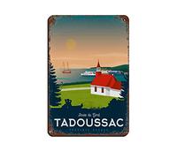KTYWZ Affiche de voyage vintage Tadoussac, affiche rétro en métal, peinture sur fer rétro pour bar, caverne, café, famille, garage, décoration murale, 30 x 40 cm