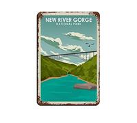 KTYWZ Panneaux métalliques rétro New River Gorge National Park Travel Tin Signs Intérieur et extérieur Maison Bar Café Cuisine Décoration murale 20x30CM