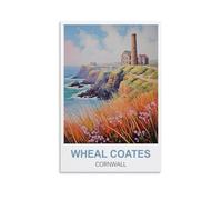 KTYWZ Plaque d'art en métal vintage Wheal Coates Cornwall, décoration murale rétro, peinture sur fer pour salle de bain, cuisine, pub, jardin, café, 30 x 30 cm
