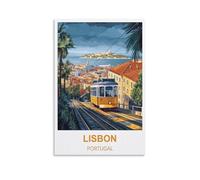 KTYWZ Plaque décorative murale en métal style rétro, représentant Lisbonne, Portugal. Idéale pour un bar, un pub, un restaurant ou une décoration intérieure. Dimensions : 15 x 30 cm.