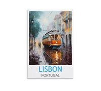 KTYWZ Plaque décorative vintage en métal, Lisbonne, Portugal, style rétro, peinture sur fer pour salle de bain, cuisine, pub, jardin, café, 15 x 30 cm