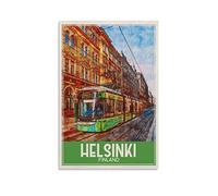KTYWZ Plaque en étain rétro Helsinki Finlande Train Décoration pour maison Art mural Cuisine Bar Pub Chambre Ferme Garage Vintage Rétro Affiche Plaque 20x30cm