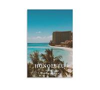 KTYWZ Plaque en étain rétro Honolulu Hawaii Seaside Beach Décoration pour maison Art mural Cuisine Bar Pub Chambre Ferme Garage Vintage Rétro Affiche Plaque 15x30cm