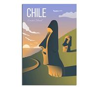 KTYWZ Plaque en étain rétro Île de Pâques Chili Décoration pour la maison Art mural Cuisine Bar Pub Chambre Ferme Garage Vintage Rétro Affiche Plaque 30x30CM