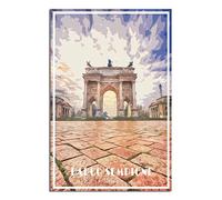 KTYWZ Plaque en étain rétro Milan Parco Sempione Skyline Décoration pour maison Art mural Cuisine Bar Pub Chambre Ferme Garage Vintage Rétro Affiche Plaque 20x30cm