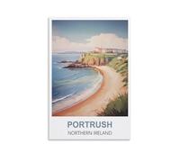 KTYWZ Plaque en étain rétro Portrush Irlande du Nord Décoration pour maison Art mural Cuisine Bar Pub Chambre Ferme Garage Vintage Rétro Affiche Plaque 30x40CM