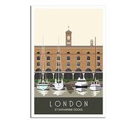 KTYWZ Plaque en étain vintage St Katharine Docks Boat London, plaque en métal humoristique, décoration murale vintage pour cuisine, jardin, salle de bain, ferme, maison, café, 15 x 30 cm