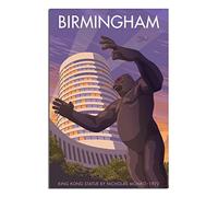 KTYWZ Plaque en métal Birmingham King Kong Statue Gratte-ciel Drôle Rétro Métal Décoration Murale Plaque Décorative Art Plaque Affiche pour Maison Cuisine Bar Club Décoration 15x30CM