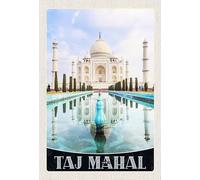 KTYWZ Plaque en métal bombée Taj Mahal Inde Jardin avant Mosquée Plaque décorative en étain Plaque en étain 15 x 30 cm