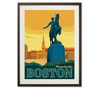 KTYWZ Plaque en métal Boston Massachusetts, ville américaine, décoration rétro, art, maison, cuisine, bar, café, club, grotte, décoration murale, vintage, voyage, 30 x 40 cm