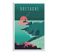 KTYWZ Plaque en métal Bretagne Pointe du Raz, rétro, homme, caverne, bar, pub, hangar, cadeau fantaisie, décoration murale en aluminium, 30 x 40 cm