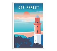 KTYWZ Plaque en métal décorative représentant le phare du Cap Ferret, en France. Plaque murale rétro en métal à suspendre pour bar, pub, restaurant ou décoration d'intérieur, 20 x 30 cm.