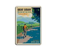 KTYWZ Plaque en métal Great Smoky Mountains Biking in Cades Cove, décoration rétro, art, maison, cuisine, bar, café, club, grotte, décoration murale, vintage, voyage, 20 x 30 cm