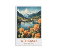 KTYWZ Plaque en métal Interlaken Suisse, style rétro humoristique, décoration murale, affiche artistique pour la maison, la cuisine, le bar ou un club, 15 x 30 cm
