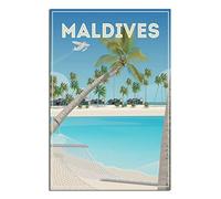 KTYWZ Plaque en métal Maldives, décoration murale vintage rustique, style caverne, café, bar, chambre à coucher, nostalgique, 15 x 30 cm